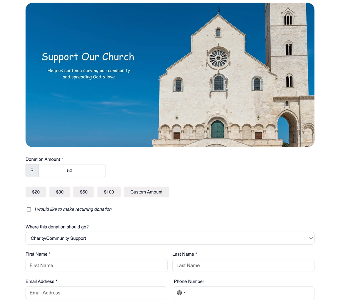 church donation forms