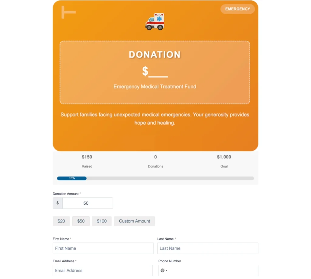 emergency treatment donation form