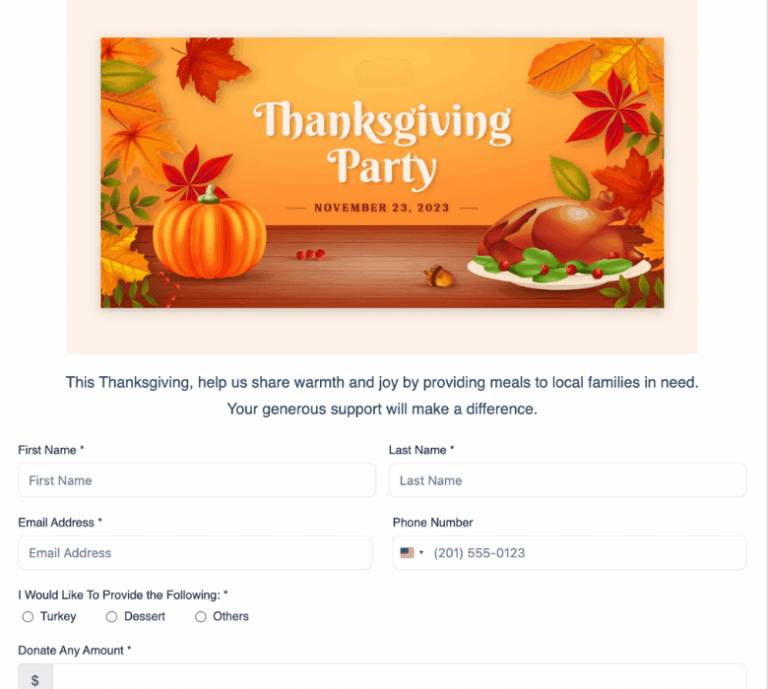 thanksgiving day donation form