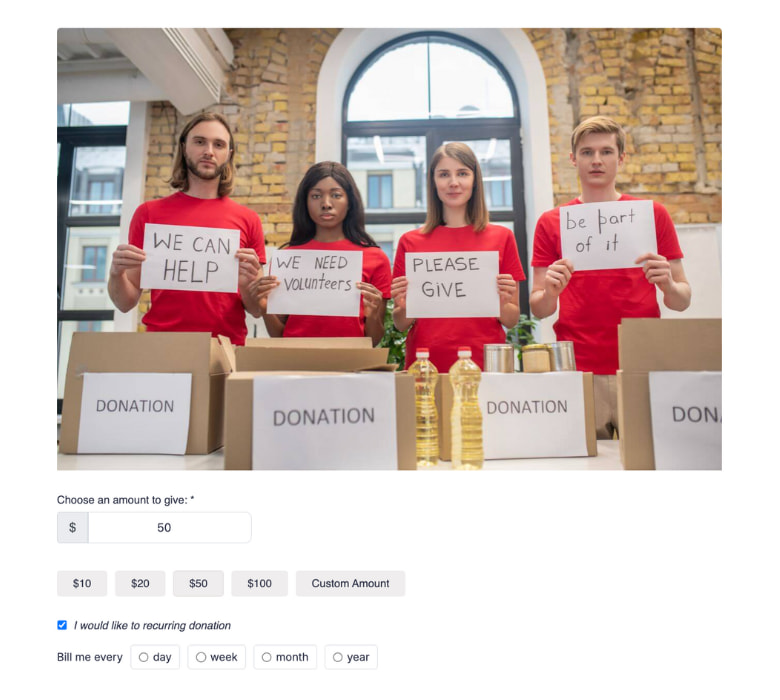 Nonprofit fundraising form