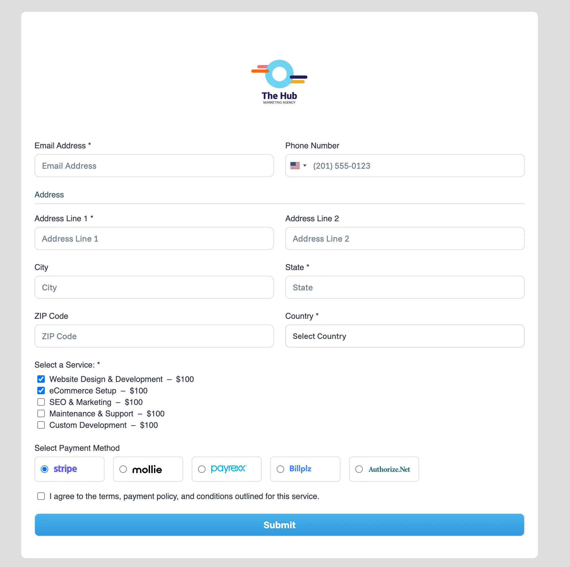 client bill pay form